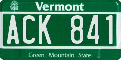 VT license plate ACK841