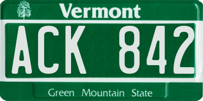 VT license plate ACK842