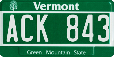 VT license plate ACK843