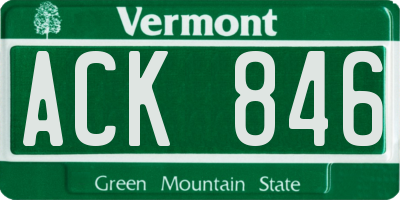 VT license plate ACK846