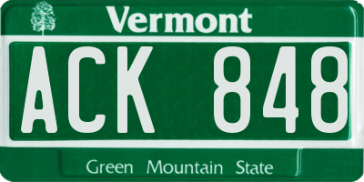 VT license plate ACK848