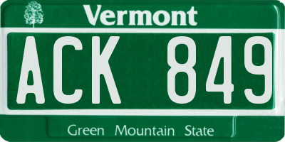 VT license plate ACK849