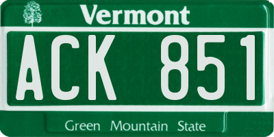 VT license plate ACK851