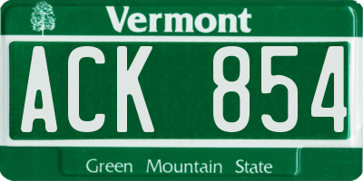 VT license plate ACK854