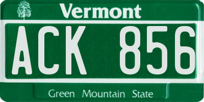 VT license plate ACK856