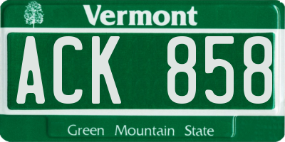 VT license plate ACK858