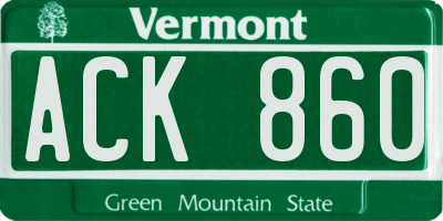 VT license plate ACK860