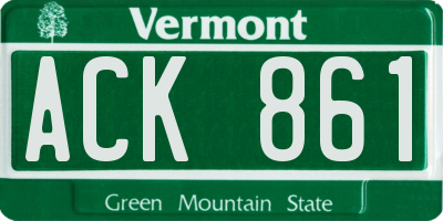 VT license plate ACK861