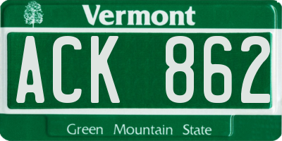 VT license plate ACK862