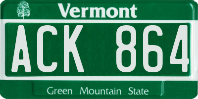 VT license plate ACK864