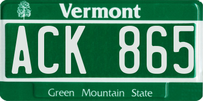 VT license plate ACK865