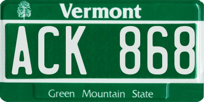 VT license plate ACK868