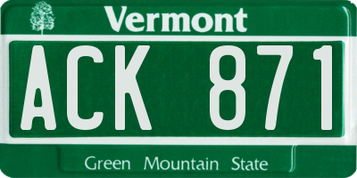 VT license plate ACK871