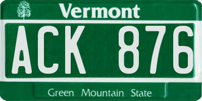 VT license plate ACK876