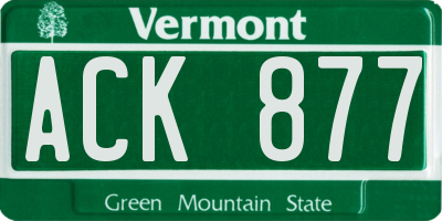 VT license plate ACK877