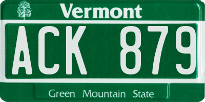 VT license plate ACK879