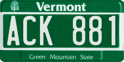 VT license plate ACK881