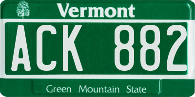 VT license plate ACK882