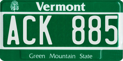 VT license plate ACK885