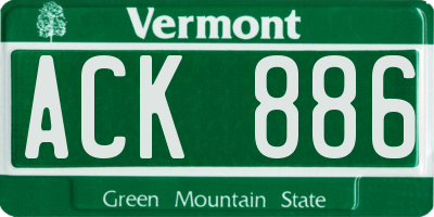 VT license plate ACK886