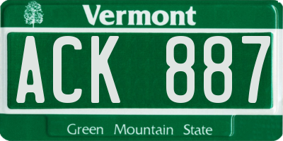 VT license plate ACK887
