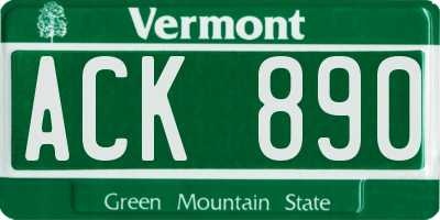 VT license plate ACK890