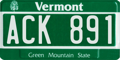 VT license plate ACK891