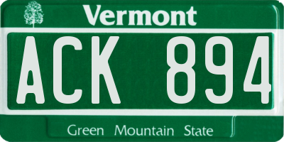 VT license plate ACK894