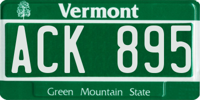 VT license plate ACK895