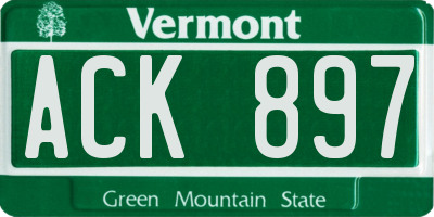VT license plate ACK897