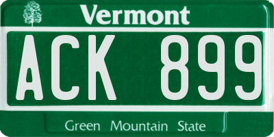 VT license plate ACK899