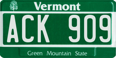 VT license plate ACK909