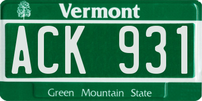 VT license plate ACK931