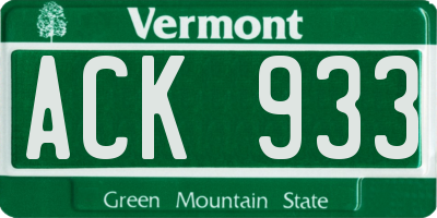 VT license plate ACK933