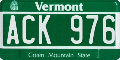 VT license plate ACK976