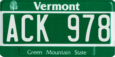 VT license plate ACK978