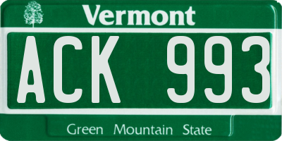 VT license plate ACK993