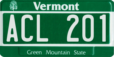 VT license plate ACL201