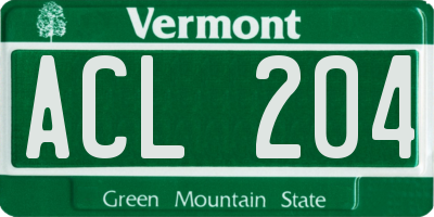 VT license plate ACL204