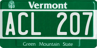 VT license plate ACL207
