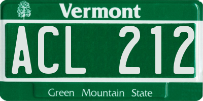 VT license plate ACL212