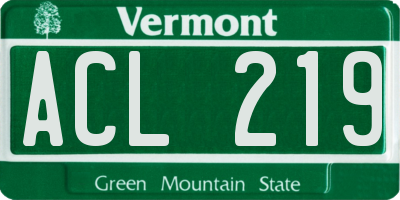VT license plate ACL219