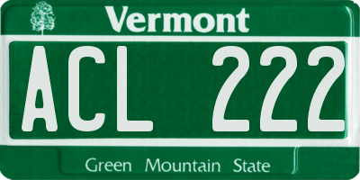 VT license plate ACL222