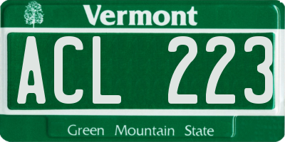 VT license plate ACL223