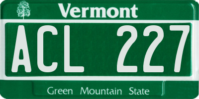 VT license plate ACL227