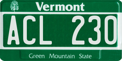 VT license plate ACL230