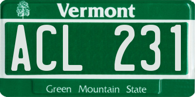 VT license plate ACL231