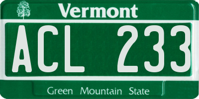VT license plate ACL233