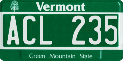 VT license plate ACL235