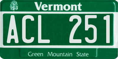 VT license plate ACL251
